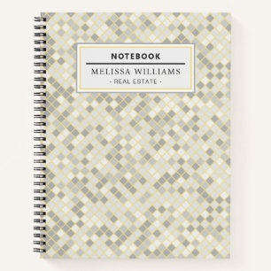 Modern Yellow & Grey Geometric Professional Notebook