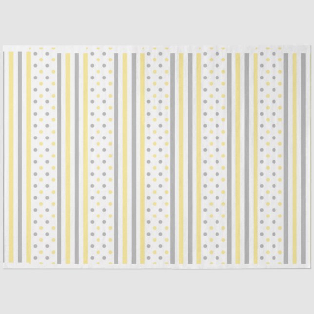 Modern yellow grey stripes  tissue paper (Front)