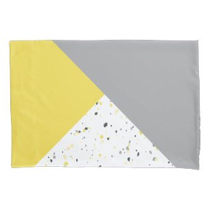 Modern Yellow Grey Terrazzo Pattern Pillowcase