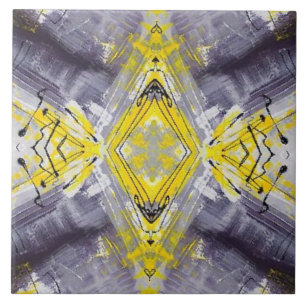Modern Yellow Grey Trendy Pattern Tile
