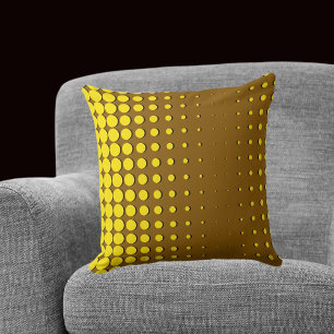 Modern Yellow Halftone Dots Throw Pillow