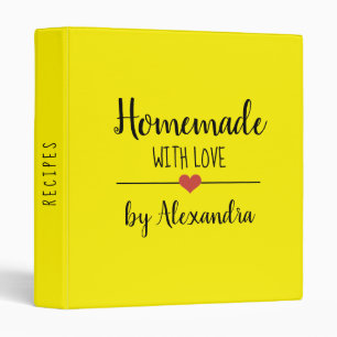 Modern yellow Homemade with love Name Recipe   Binder