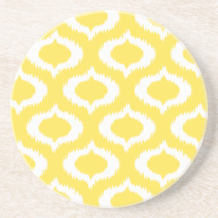 Modern Yellow Ikat Diamonds Coaster
