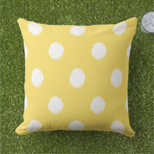 Modern Yellow Ikat Dots Pattern Outdoor Pillow