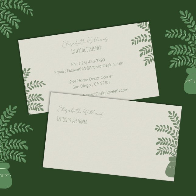 Modern Yellow Interior Decorator Business Card (Modern yellow interior decorator double-sided business cards .)