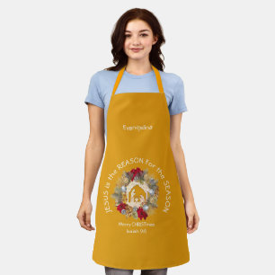 Modern Yellow JESUS IS THE REASON Christmas Apron