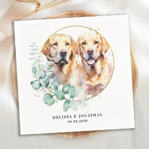 Modern Yellow Labrador Retriever Pet Dog Wedding Napkin