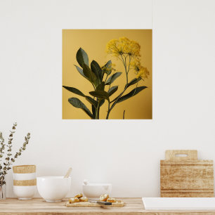 Modern Yellow Leafy Plant Art Poster