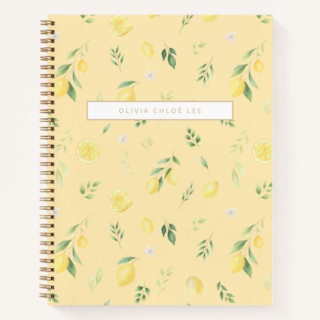 Modern Yellow Lemon Notebook – Fully Personalize (Front)