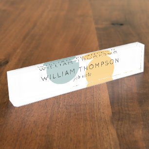 Modern Yellow Lemon Sage Green Pastel Cute Nameplate