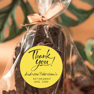 Modern Yellow Lemon Simple Thank You Script Classic Round Sticker