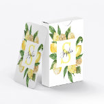 Modern Yellow Lemons Frame & Leaves With Name Playing Cards<br><div class="desc">Modern Yellow Lemons Frame & Leaves With Name</div>