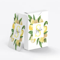 Modern Yellow Lemons Frame & Leaves With Name