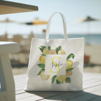 Modern Yellow Lemons Frame & Leaves With Name