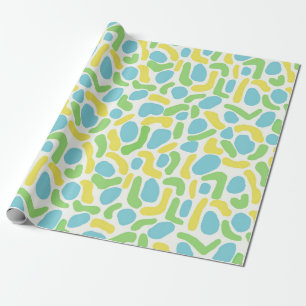 Modern Yellow, Lime Green, and Baby Blue Abstract Wrapping Paper
