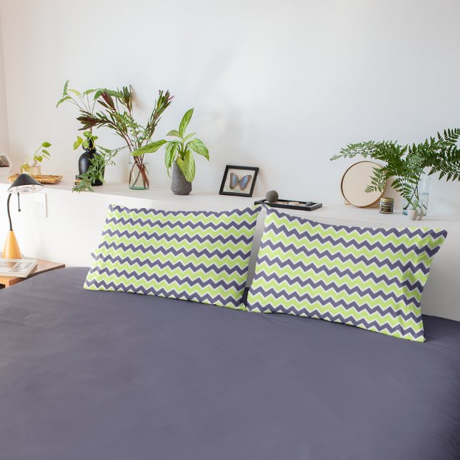 Modern Yellow Lime Grey Chevron Pattern Pillowcase (Creator Uploaded)