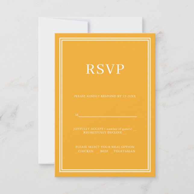Modern Yellow Minimalism RSVP  (Front)