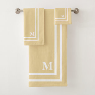 Modern Yellow Monogram Bath Towel Set
