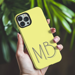 Modern Yellow Monogram Initials Contemporary iPhone 16 Pro Max Case