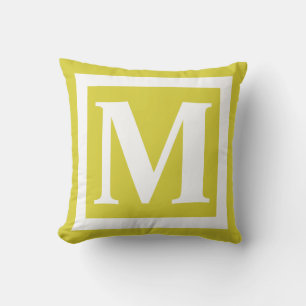 Modern Yellow Monogram Letter M Outdoor Pillow