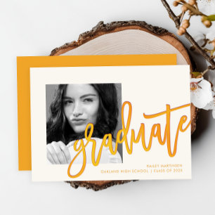 Modern Yellow Ombre Typography Photo Grad Party Invitation
