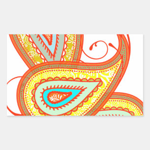 Modern Yellow Orange Aqua Mint Paisley Gifts Sticker