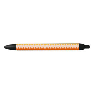 Modern Yellow, Orange & White Zig Zag Pattern Black Ink Pen
