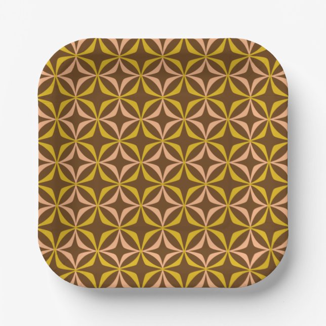 Modern Yellow Pattern Retro Aesthetic Wedding Paper Plate (Front)