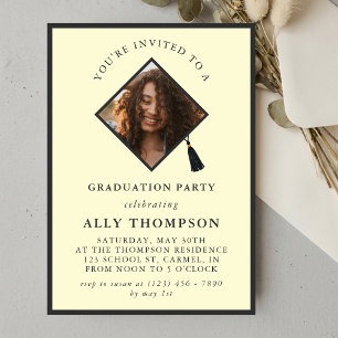 Modern Yellow Photo Frame Graduation Party Invitation