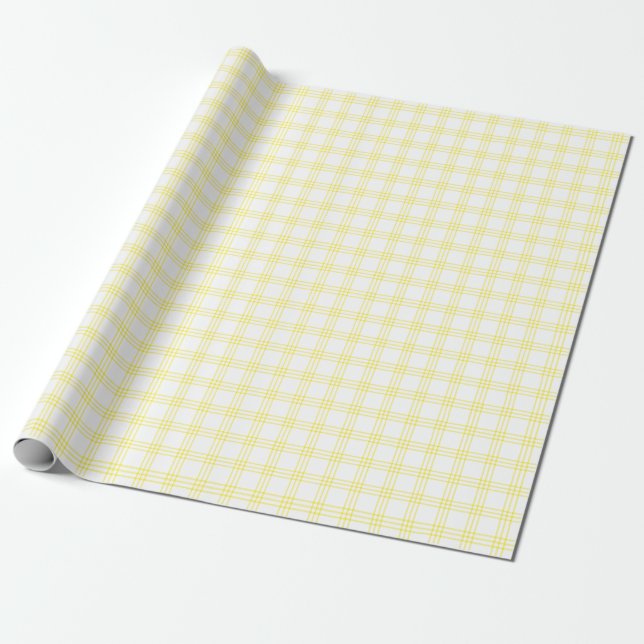 Modern Yellow Plaid Wrapping Paper (Unrolled)