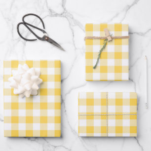 Modern Yellow Plaid Wrapping Paper Sheet