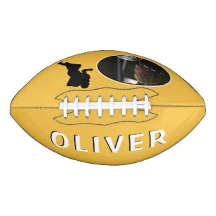 Modern Yellow Player Silhouette and Name Photo Football