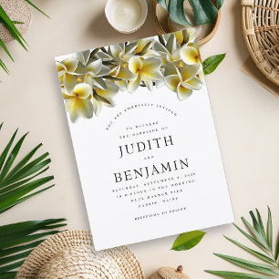 Modern Yellow Plumeria Wedding Invitation