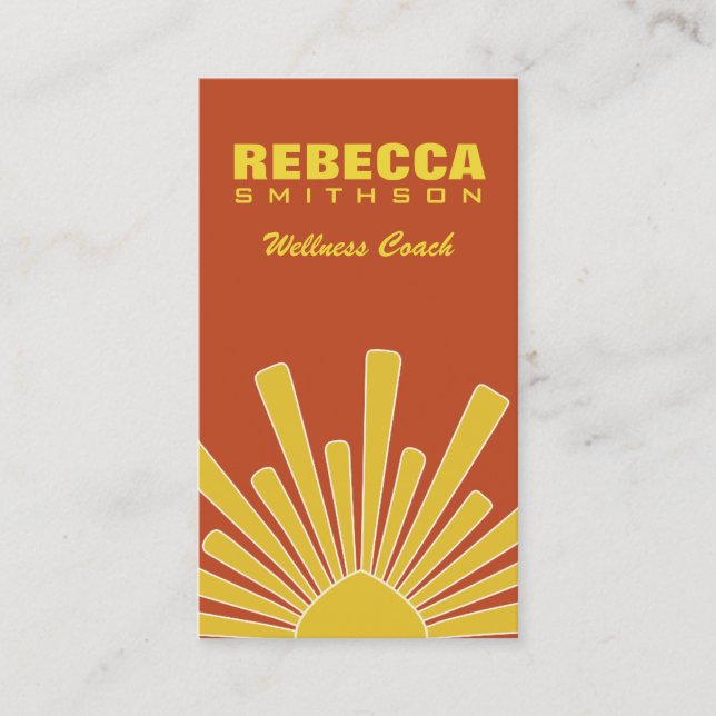 Modern Yellow Professional Personal Wellness Coach Business Card (Front)