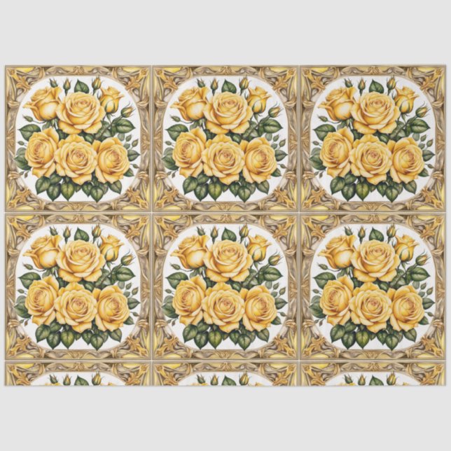 Modern Yellow Rose Beautiful Collection Tissue Paper (Front)