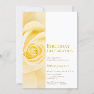 Modern Yellow Rose Birthday Party Invitation