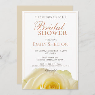 Modern Yellow Rose Floral Bridal Shower Invitation