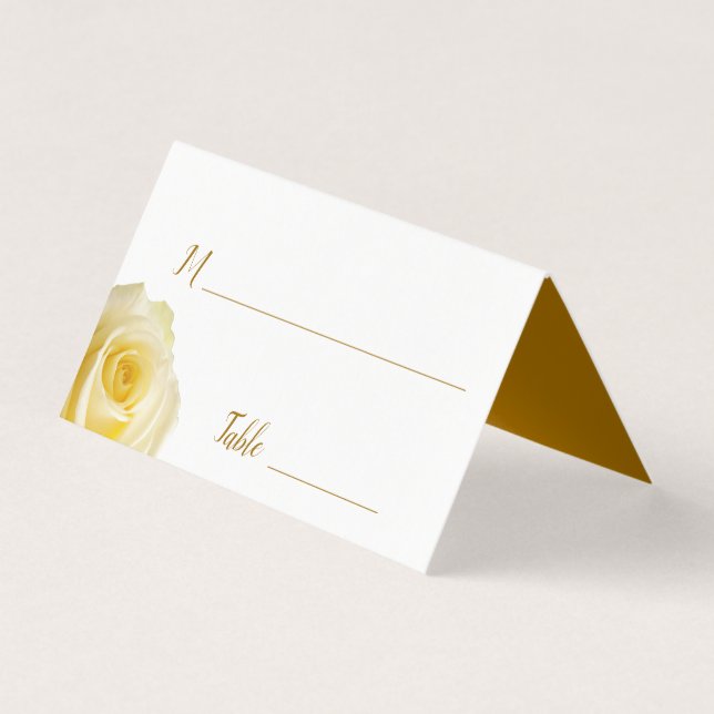 Modern Yellow Roses Floral Wedding Table Card (Front)