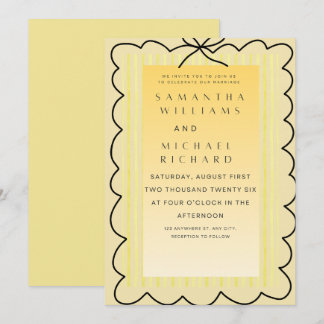 Modern Yellow Scalloped Wedding Invitation, Elegan Invitation