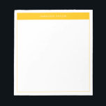Modern Yellow Simple Border Name  Notepad<br><div class="desc">Modern Minimalist Notepad with Name. This simple design features your name at the top,  framed by a bright yellow block of colour and a delicate frame.</div>