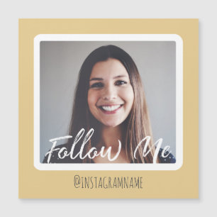 Modern Yellow Social Media Follow Me Photo Magnet