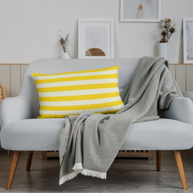 Modern Yellow Stripe Pattern Minimalist Stylish Lumbar Pillow (Creator Uploaded)