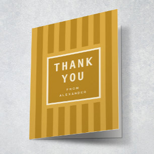 Modern Yellow Stripes Graduation Thank You Card