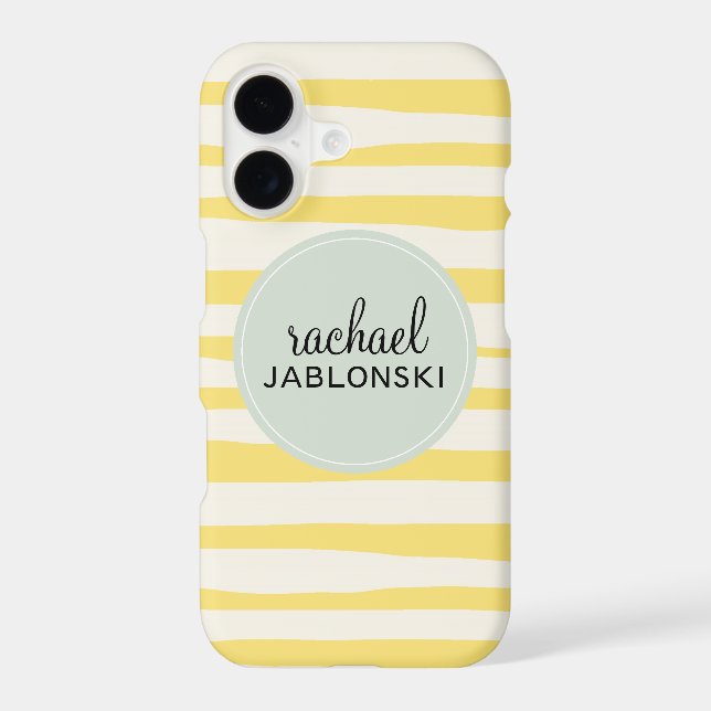 Modern Yellow Stripes Monogram (Back)