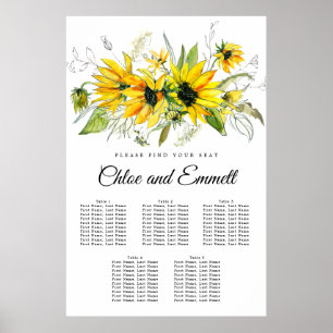 Modern Yellow Sunflower 5-Table Seating Chart