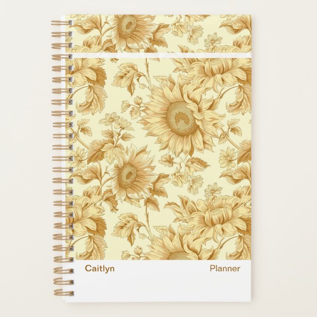 Modern Yellow Sunflower Floral Planner (Devant)