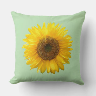 Modern Yellow Sunflower on Lime Green Throw Pillow