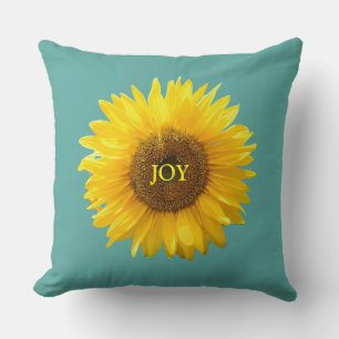 Modern Yellow Sunflower on Teal Throw Pillow