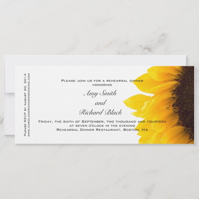 Modern Yellow Sunflower Rehearsal Dinner Invitation (Front)