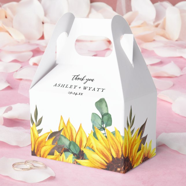 Modern Yellow Sunflower Wedding Favour Box (Wedding)